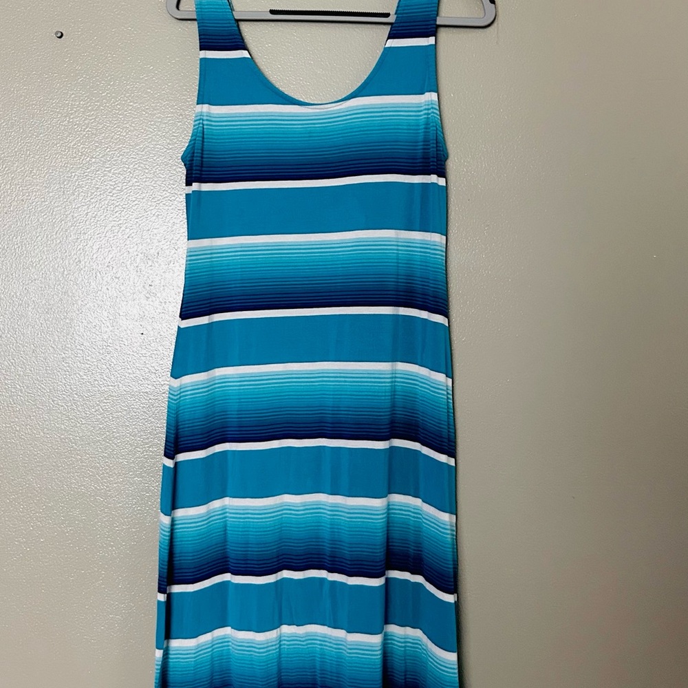 Striped Blue and White Sleeveless Dress